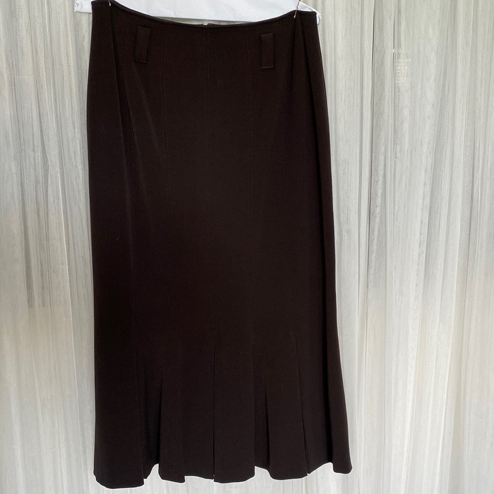 Conrad C Collection dress dark brown knee length, wide pleats, great stitching